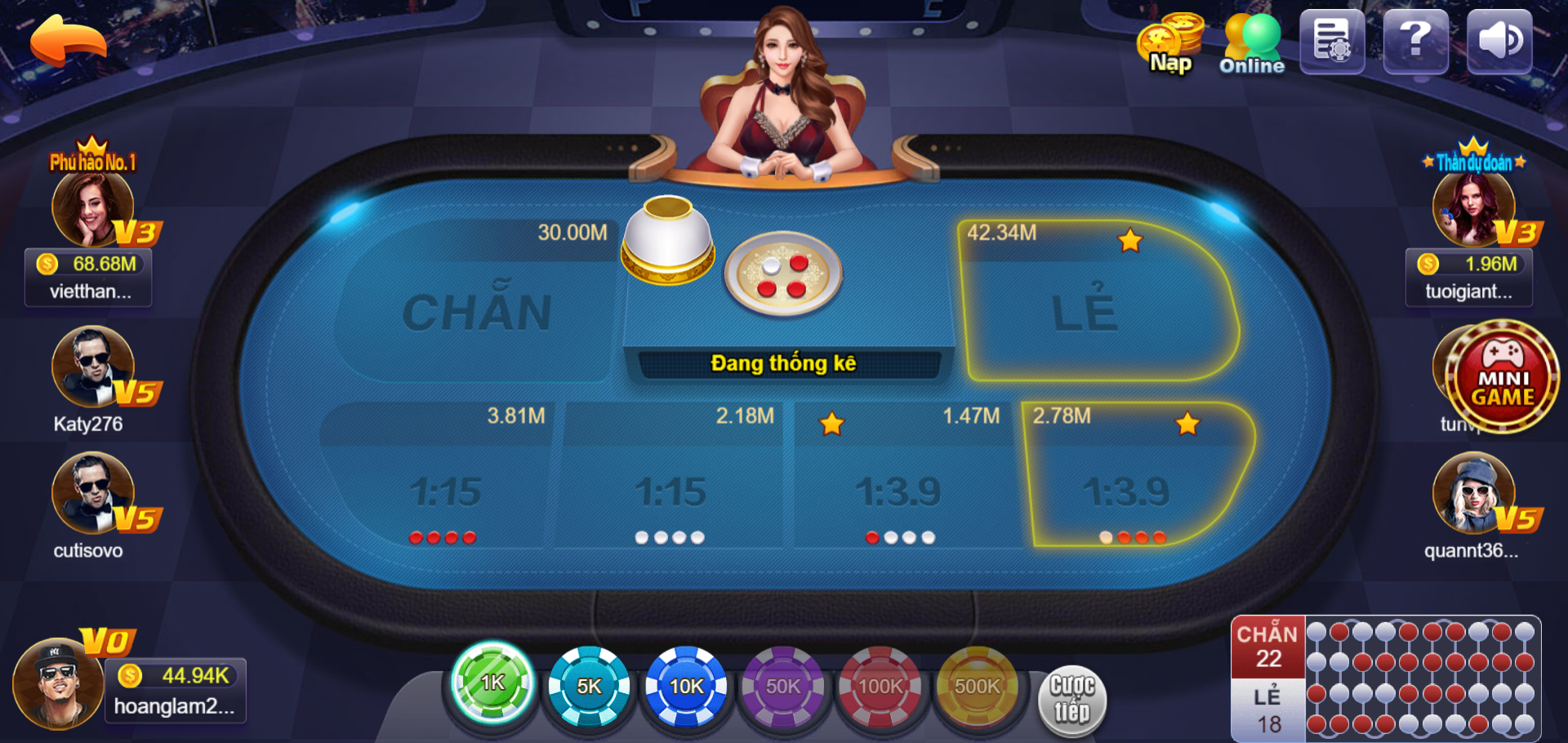 Tỷ lệ trả thưởng của xóc đĩa 68 game bài cao nhất lên đến 15 lần