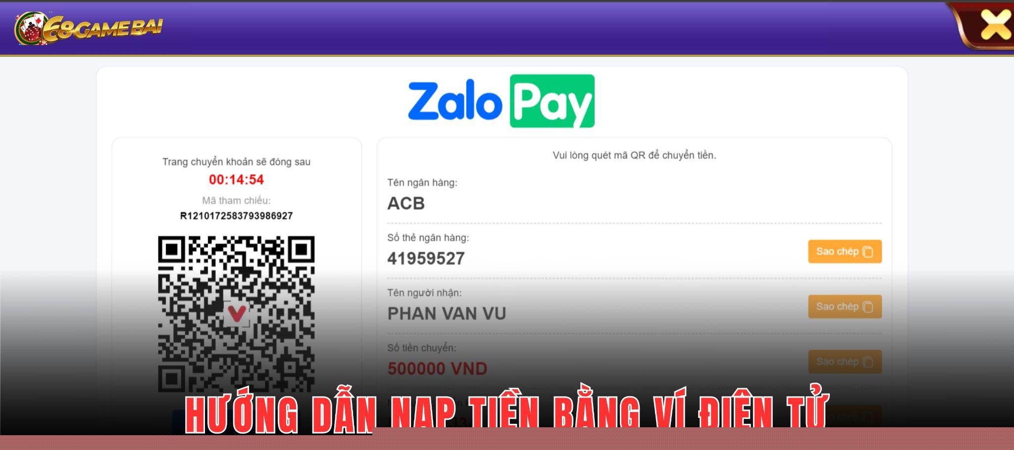 Ví điện tử cũng là phương thức nạp tiền 68 game bài an toàn, nhanh chóng và bảo mật